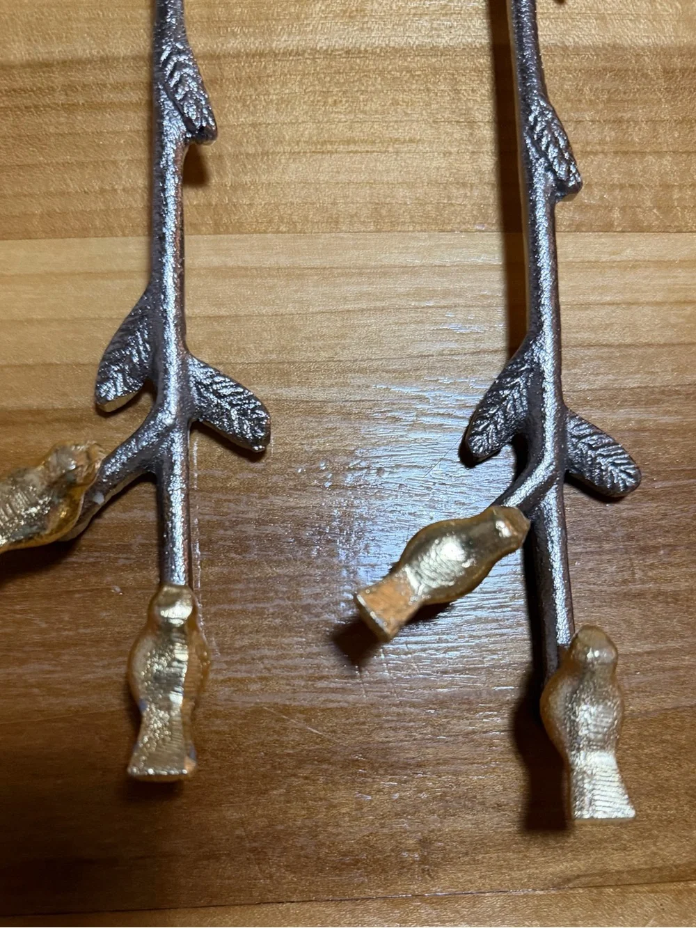 Decorative Bird Branch Salad Servers - Gold and Silver